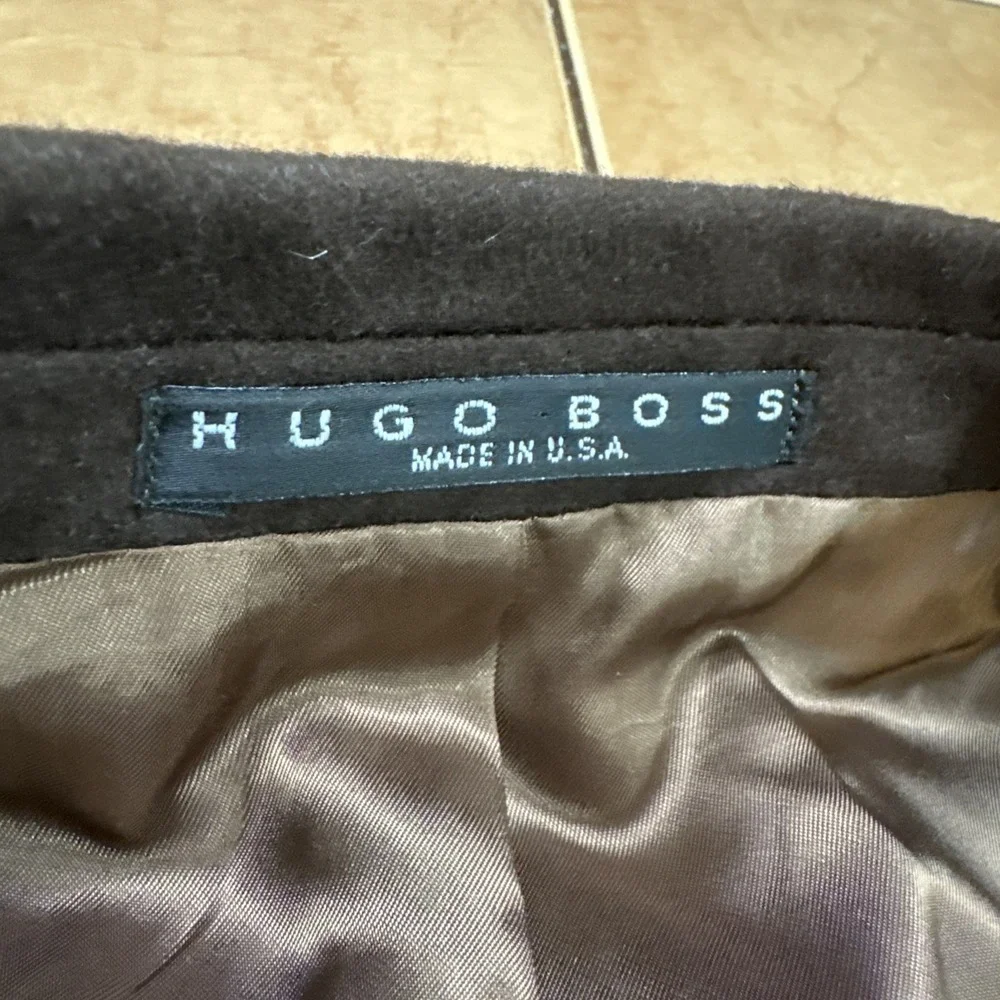 Hugo Boss Loro Piana Sz 44R Wool Cashmere Brown Double Breasted Blazer Jacket